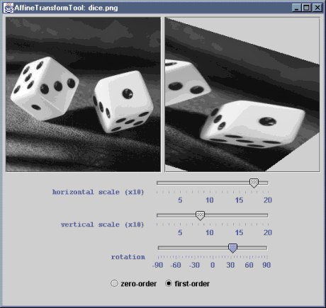 screendump of AffineTransformTool